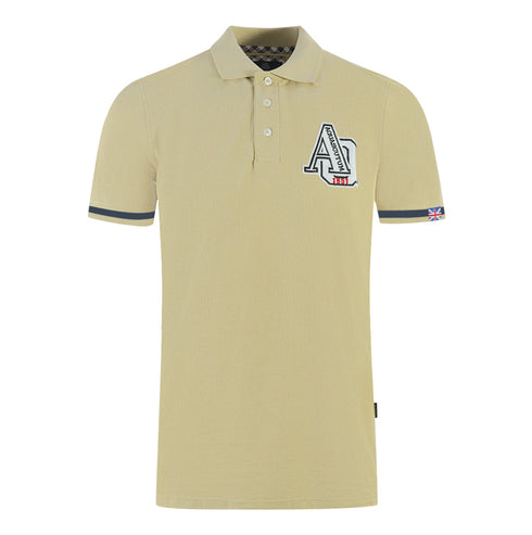 Aquascutum Aq 1851 Embroidered Tipped Beige Polo Shirt